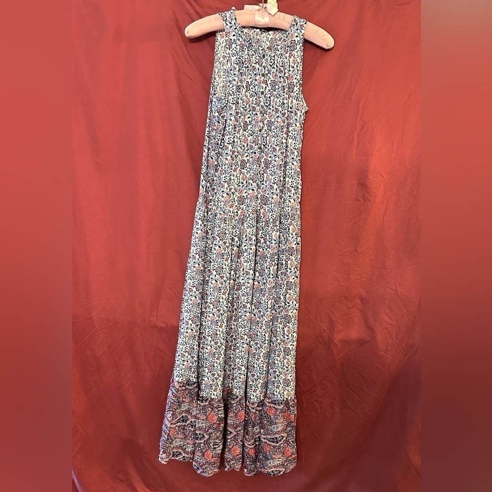 C EST 1946 Women’s BOHO Sleeveless Maxi Floral Paisley Button front Dress S NWT
